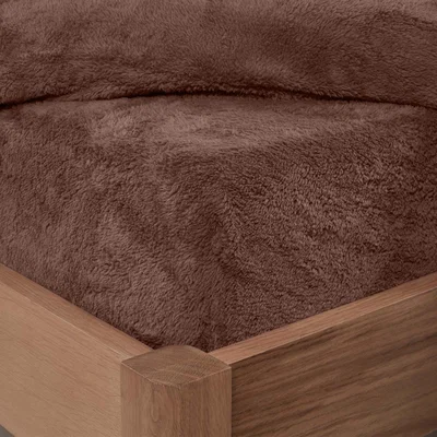 The Range Teddy Fleece Thermal Fitted Bed Sheet - Chocolate / Double