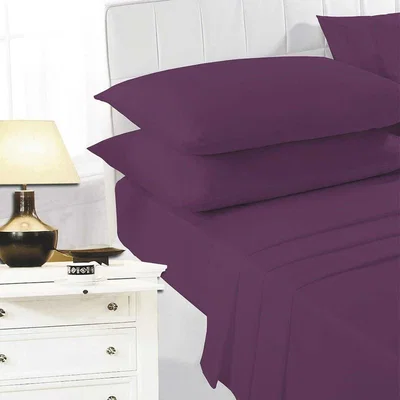 The Range K Collection percale Percale Fitted Sheet - Aubergine / Double