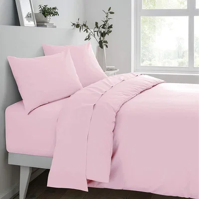The Range Sleepdown Easy Care Fitted Bed Sheet - Soft Pink / Double