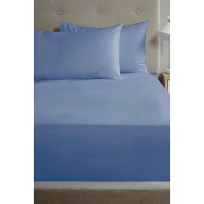 The Range Extra Deep Percale Fitted Sheet 16" - Blue / Super King / Machine wash