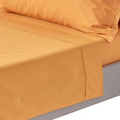 The Range 200 Thread Count Egyptian Cotton Flat Sheet - Mustard / Single