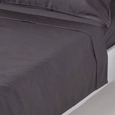 The Range 1000 Thread Count Egyptian Cotton Flat Sheet Satin Feel - Dark Grey / Single
