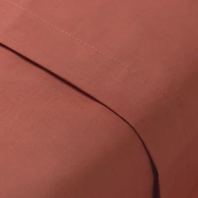 The Range Charlotte Thomas Poetry Plain Dye Flat Sheet - Terracotta