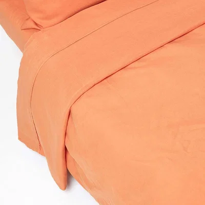 The Range Linen Flat Sheet - Burnt Orange / Double