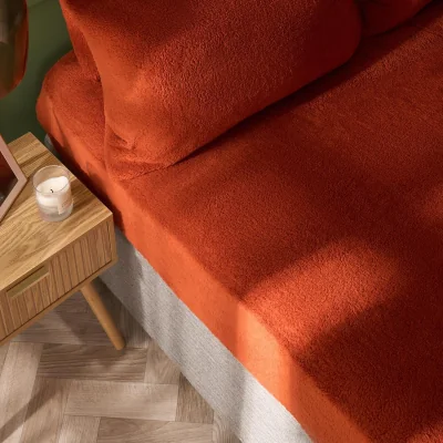 The Range OHS Teddy Fleece Fitted Sheet - Rust / Single