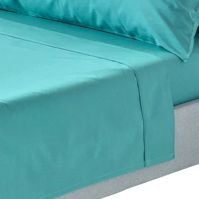 The Range 200 Thread Count Egyptian Cotton Flat Sheet - Teal / Superking