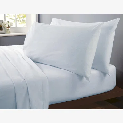 The Range Flannelette Polycotton Soft Touch Flat Sheet - Blue / Double