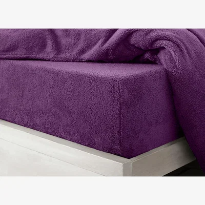 The Range Teddy Purple Soft Cosy Thermal Fleece Fitted Sheet  - Purple / Double