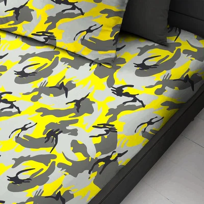 The Range Military Style Camouflage Fitted Sheet  - yellow / Double