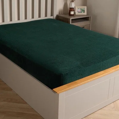 The Range Teddy Fleece Thermal Fitted Bed Sheet - Forest Green / Single