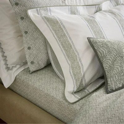 The Rug Seller Yuna Geometric Cotton Fitted Sheet in Sage Green