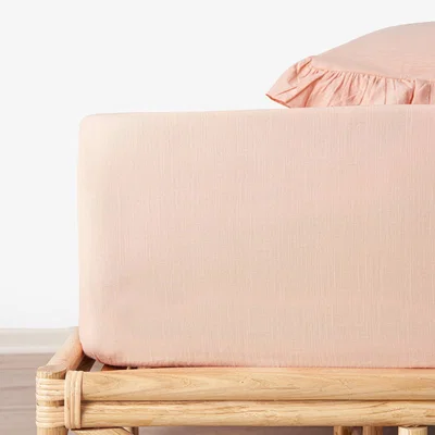Sazy Ruby 100% Turkish Cotton Fitted Sheet, Powder Pink, Double Size