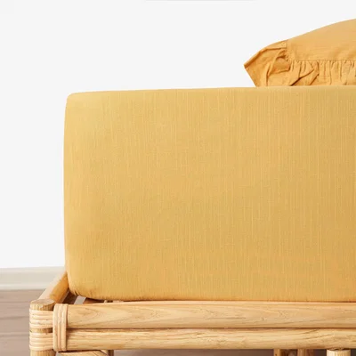 Sazy Ruby 100% Turkish Cotton Fitted Sheet, Mustard, King Size