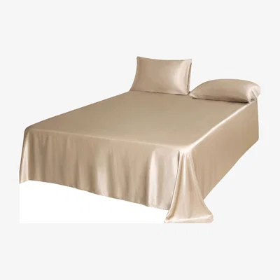 Wolf & Badger Neutrals Pure Mulberry Silk Seamless Flat Sheet - Queen - Beige | Us Queen | Soft Strokes Silk
