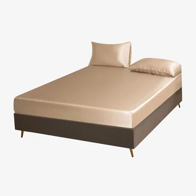 Wolf & Badger Neutrals Pure Mulberry Silk Seamless Fitted Sheet - Double - Beige Uk Double Soft Strokes Silk