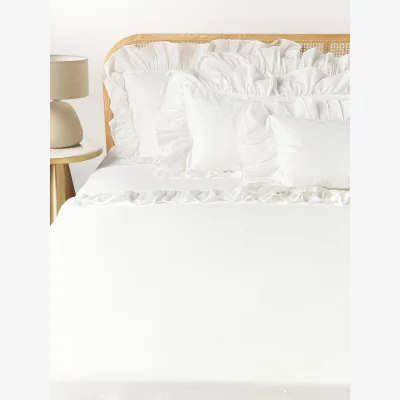 Westwing Washed Cotton Percale Bed Sheet Louane with Ruffles