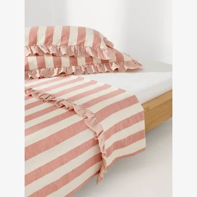Westwing Ruffled Linen-Cotton Flat Sheet Posie