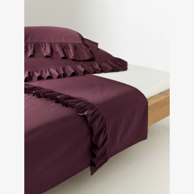 Westwing Washed Cotton Percale Bed Sheet Louane with Ruffles