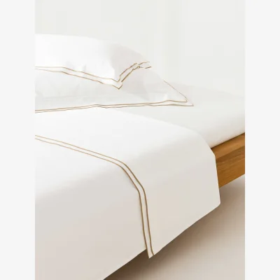 Westwing Cotton Sateen Flat Sheet Carlotta with Piping