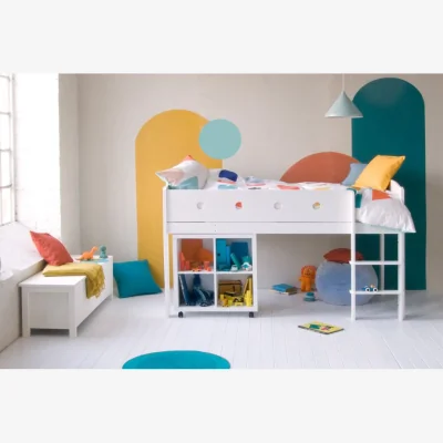 And So To Bed Cubix Childrens Mid Sleeper With Storage Bookcase