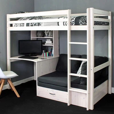 Cuckooland Thuka HIT 8 High Sleeper Bed with Desk and Sofa Bed in Black