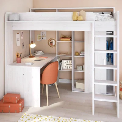 Cuckooland Parisot Higher Kids High Sleeper Bed with Desk & Wardrobe