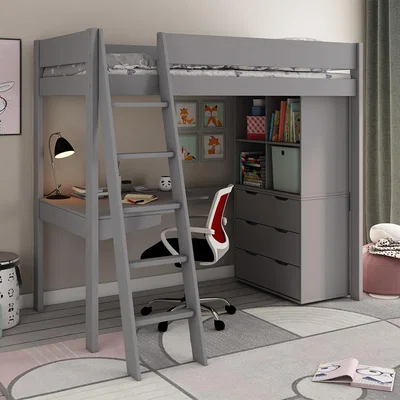 Cuckooland Estella High Sleeper with Chest, Storage Cubes & Desk