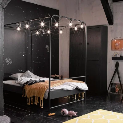 Cuckooland Black Metal Small Double Four Poster Bed by Woood