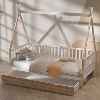 Cuckooland Ella Kids Solid Wood Teepee Day Bed with Optional Storage or Trundle Drawer