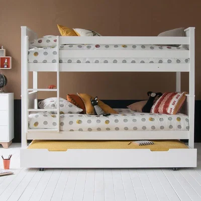 Cuckooland Classic Beech Bunk Bed with Trundle Drawer - White