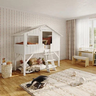 Cuckooland Mathy by Bols Treehouse Single Cabin Bed - Mathy Cement Grey
