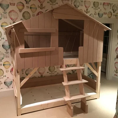 Cuckooland Mathy by Bols Treehouse Bunk Bed in Natural Pine & Mdf