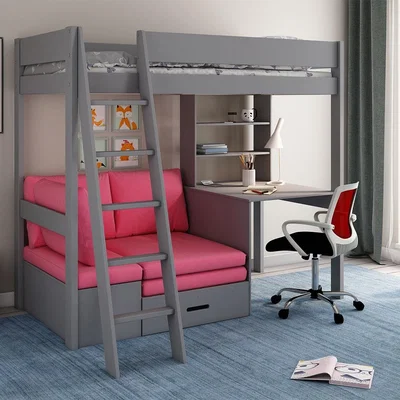 Cuckooland Estella High Sleeper with Desk and Corner Sofa Bed - Black