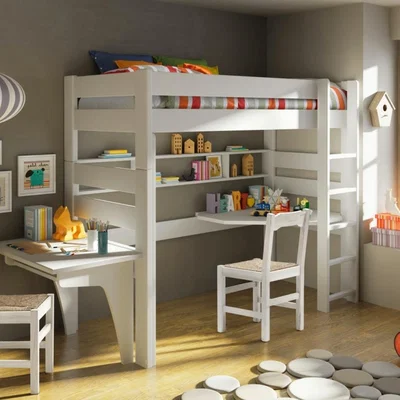Cuckooland Mathy by Bols Dominique High Sleeper with Corner Desk  - Mathy Cuberdon Purple