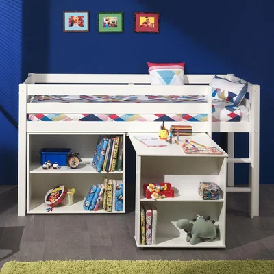 Cuckooland Pino Kids Cabin Bed with Desk and Bookcase - Grey