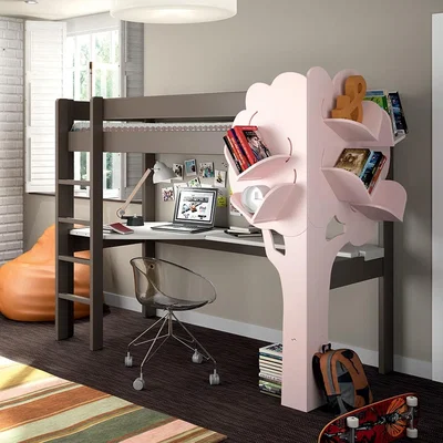 Cuckooland Mathy by Bols Dominique High Sleeper Bed with Desk & Bookcase
