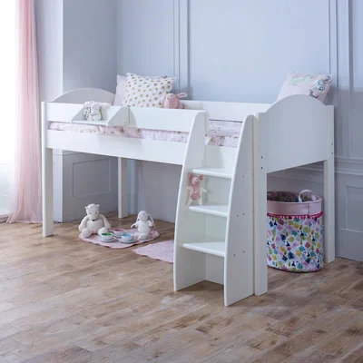 Cuckooland Eli Kids Mid Sleeper Bed in White - White & Lilac