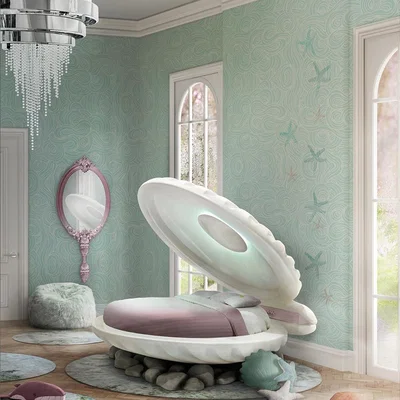 Cuckooland Little Mermaid Shell Bed in Rainbow Finish