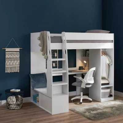 Dunelm Harry High Sleeper Bed Frame With Desk Wardrobe And Storage