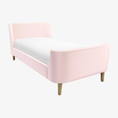 Furniture123 Blush Pink Velvet Single Sleigh Bed Frame with Scandi Styling - Charlotte