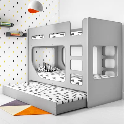 Furniture123 Grey Bunk Bed with Trundle - Braxton