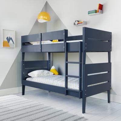Furniture123 Navy Blue Wooden Bunk Bed with Scandi Styling - Hugo