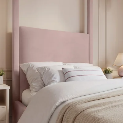 Furniture123 Pink Velvet Single Four Poster Bed Frame - Tiana