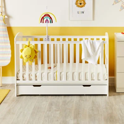 Furniture123 Ickle Bubba Classic White Cot Bed and Under Drawer - Coleby