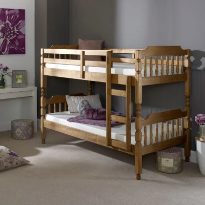 Happy Beds Colonial - Kids Bunk Bed - Waxed Pine - Wooden - Single - 3ft - Happy Beds