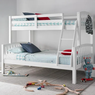Happy Beds American - Kids Triple Sleeper Bunk Bed -- White - Wooden - 3ft and 4ft - Happy Beds