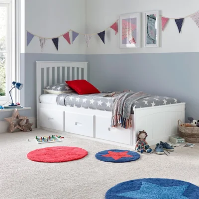 Happy Beds Quest - Single - Storage Bed 3 Drawers - White - Wooden - 3ft - Happy Beds