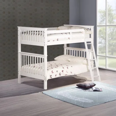 Happy Beds Malvern - Kids White Wooden Sleeper Bunk Bed - Quadruple - 4ft - Happy Beds