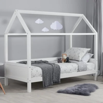 Happy Beds Home - Single - Kids Treehouse Bed - White - Wood - 3ft - Happy Beds