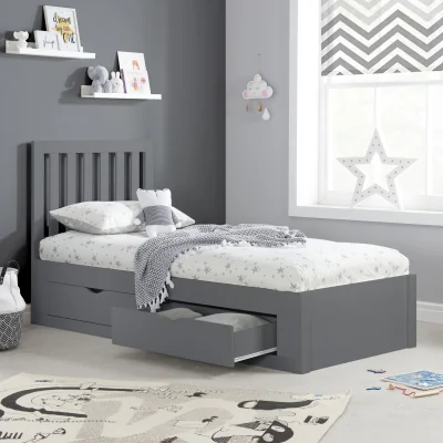 Happy Beds Appleby - Single - 4 Drawer Storage Bed - Grey - Wood - 3ft - Happy Beds